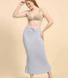Grey Lycra Spandex Saree Shapewear Skirt Petticoat for Women