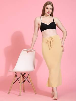 Trendmalls Cream Lycra Spandex Petticoat Skirts for Women Saree Shape Wear Dress 1