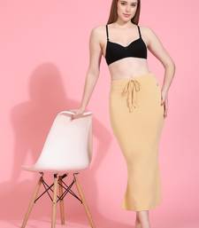 Cream Lycra Spandex Petticoat Skirts for Women Saree Shape Wear Dress