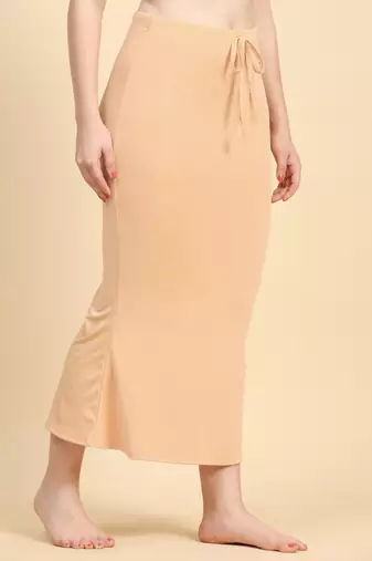 Trendmalls Cream Lycra Spandex Petticoat Skirts for Women Saree Shape Wear Dress