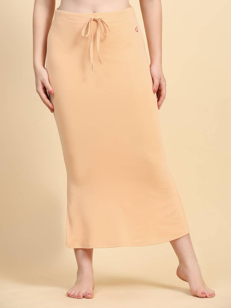 Cream Lycra Spandex Petticoat Skirts for Women Saree Shape Wear Dress