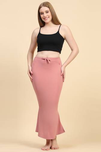 Pink Lycra Spandex Saree Shapewear Skirt Petticoat for Women
