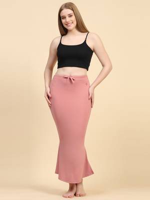 Trendmalls Pink Lycra Spandex Saree Shapewear Skirt Petticoat for Women 1