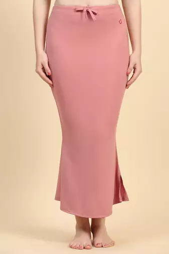 Trendmalls Pink Lycra Spandex Saree Shapewear Skirt Petticoat for Women