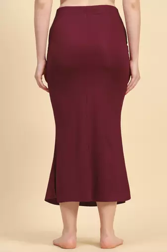 Trendmalls Maroon Lycra Spandex Saree Shapewear Skirt Petticoat for Women