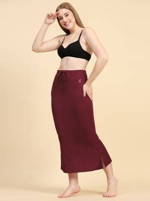 Trendmalls Maroon Lycra Spandex Saree Shapewear Skirt Petticoat for Women 1