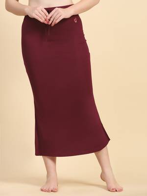 Trendmalls Maroon Lycra Spandex Saree Shapewear Skirt Petticoat for Women 3