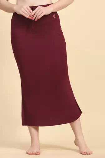 Trendmalls Maroon Lycra Spandex Saree Shapewear Skirt Petticoat for Women
