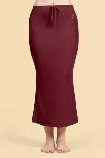 Trendmalls Maroon Lycra Spandex Saree Shapewear Skirt Petticoat for Women
