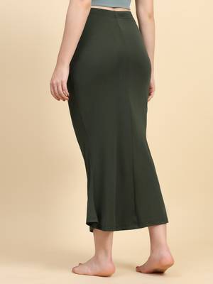 Trendmalls Green Lycra Spandex Saree Shapewear Skirt Petticoat for Women 2