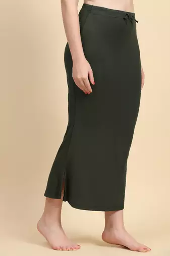 Trendmalls Green Lycra Spandex Saree Shapewear Skirt Petticoat for Women