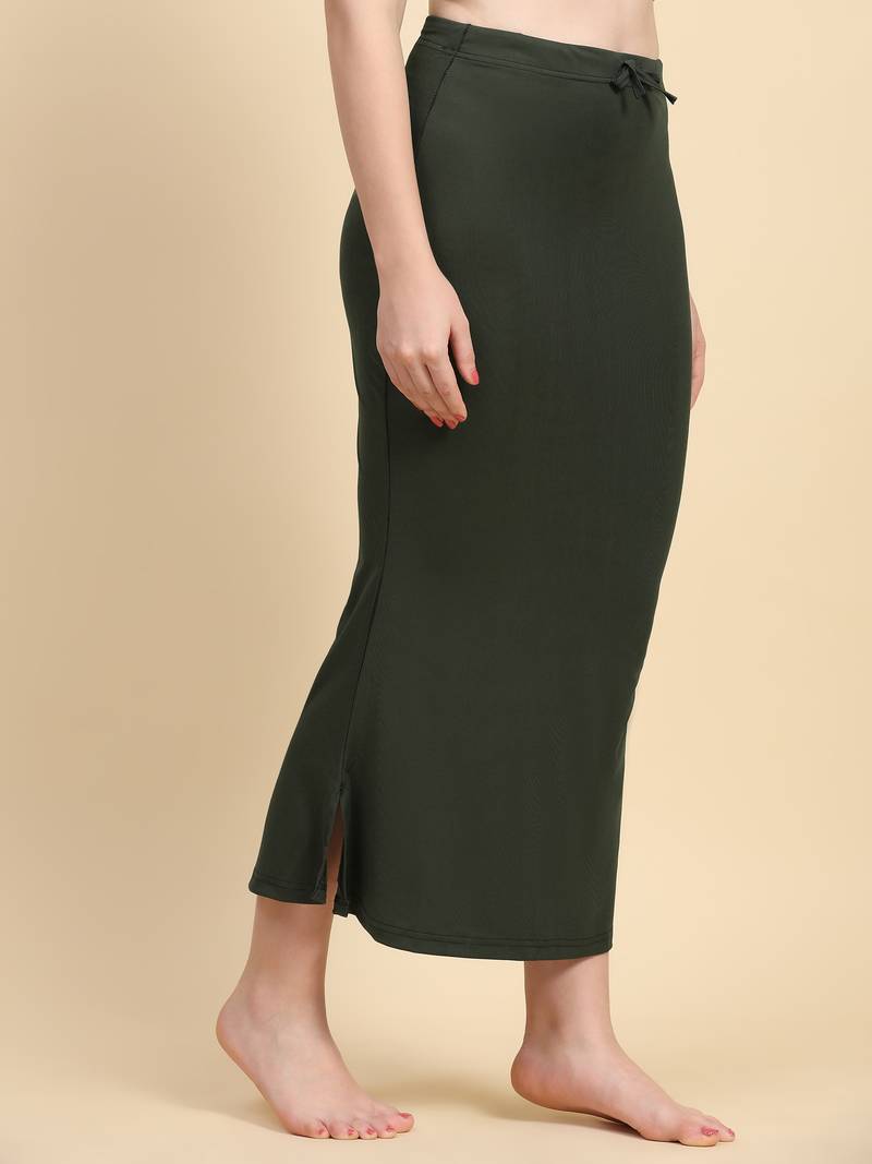 Green Lycra Spandex Saree Shapewear Skirt Petticoat for Women