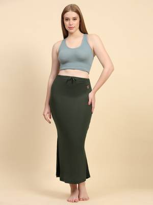 Trendmalls Green Lycra Spandex Saree Shapewear Skirt Petticoat for Women 1