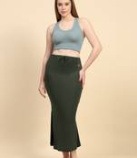 Green Lycra Spandex Saree Shapewear Skirt Petticoat for Women