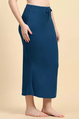 Trendmalls Dark Blue Plain Cotton Soft Saree Shape wear Petticoat for Women