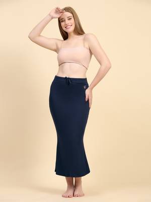 Trendmalls Navy Blue Lycra Spandex Saree Shapewear Skirt Petticoat for Women 1