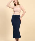Navy Blue Lycra Spandex Saree Shapewear Skirt Petticoat for Women