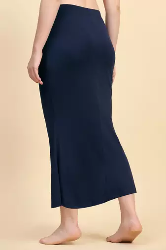Navy Blue Lycra Spandex Saree Shapewear Skirt Petticoat for Women