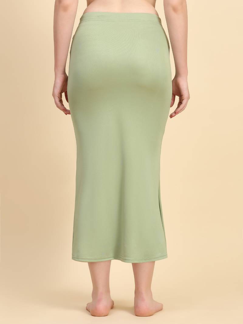 Olive Green Lycra Spandex Saree Shapewear Skirt Petticoat for Women