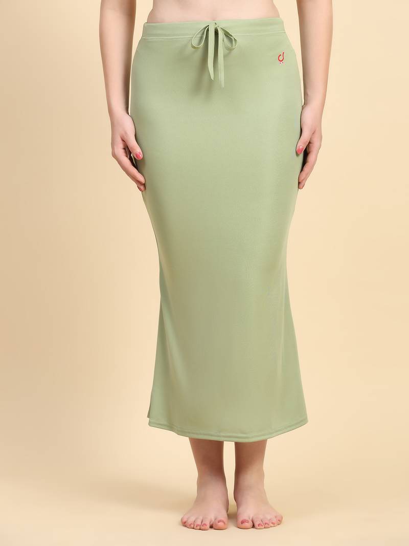 Olive Green Lycra Spandex Saree Shapewear Skirt Petticoat for Women