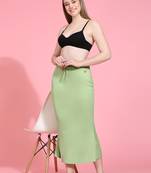 Women's Plain Green Cotton Petticoat Skirts Saree Silhouette Shape Wear Dress