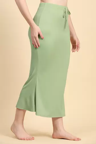 Trendmalls Women's Plain Green Cotton Petticoat Skirts Saree Silhouette Shape Wear Dress