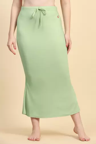 Trendmalls Women's Plain Green Cotton Petticoat Skirts Saree Silhouette Shape Wear Dress