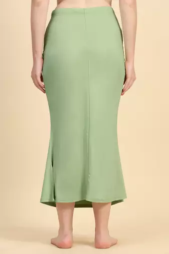 Trendmalls Women's Plain Green Cotton Petticoat Skirts Saree Silhouette Shape Wear Dress