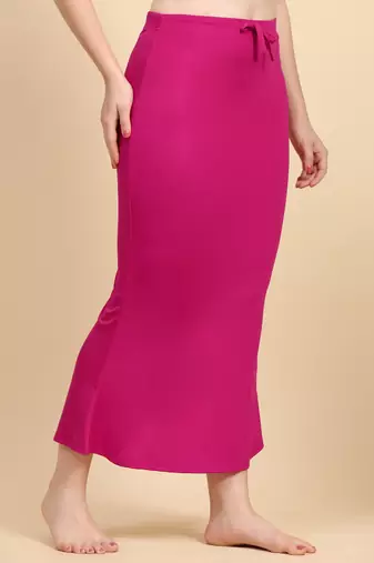 Trendmalls Pink Lycra Spandex Saree Shapewear Skirt Petticoat for Women