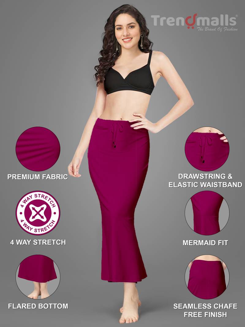 Women Magenta Pink Solid High Compressed Seamless Instant Slimming Saree Shapewear