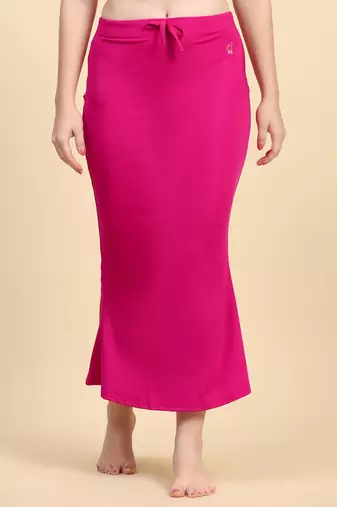 Trendmalls Pink Lycra Spandex Saree Shapewear Skirt Petticoat for Women