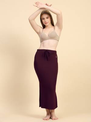 Trendmalls Wine Lycra Spandex Saree Shapewear Skirt Petticoat for Women 1