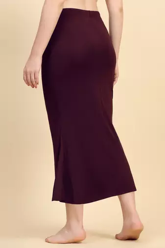 Trendmalls Wine Lycra Spandex Saree Shapewear Skirt Petticoat for Women
