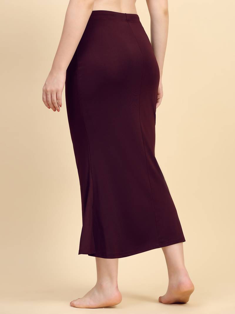 Wine Lycra Spandex Saree Shapewear Skirt Petticoat for Women