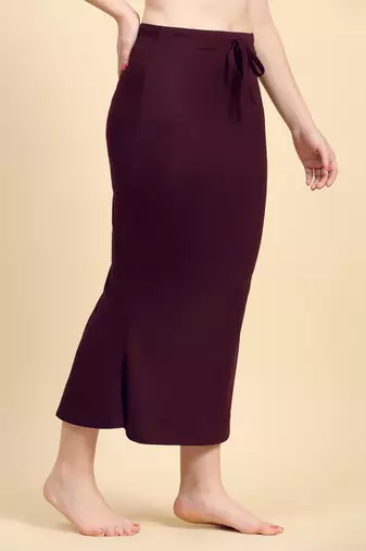 Trendmalls Wine Lycra Spandex Saree Shapewear Skirt Petticoat for Women