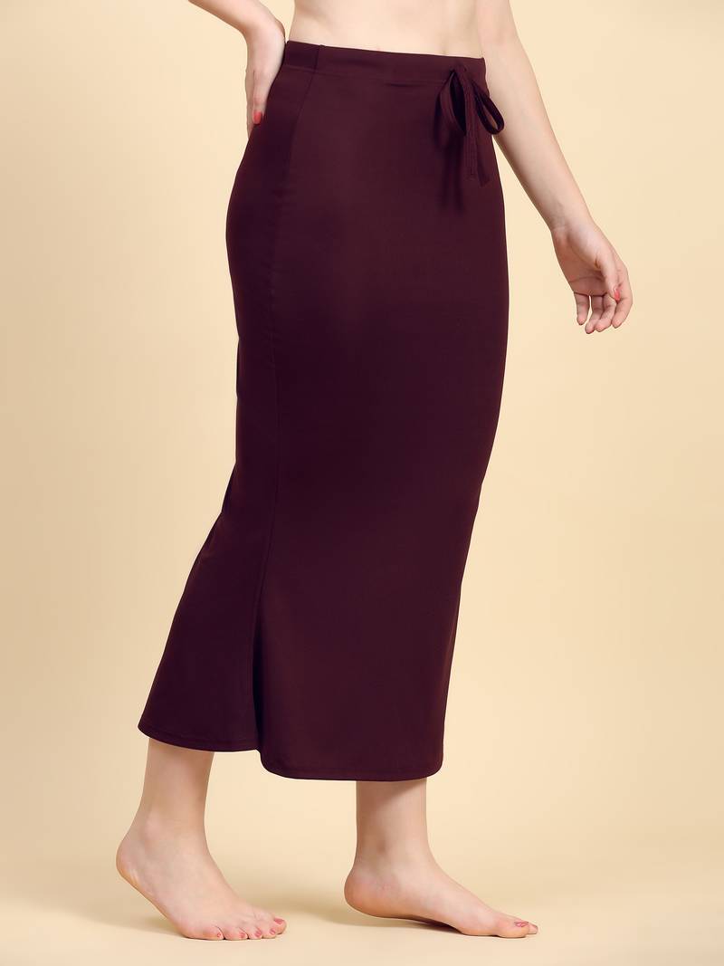 Wine Lycra Spandex Saree Shapewear Skirt Petticoat for Women