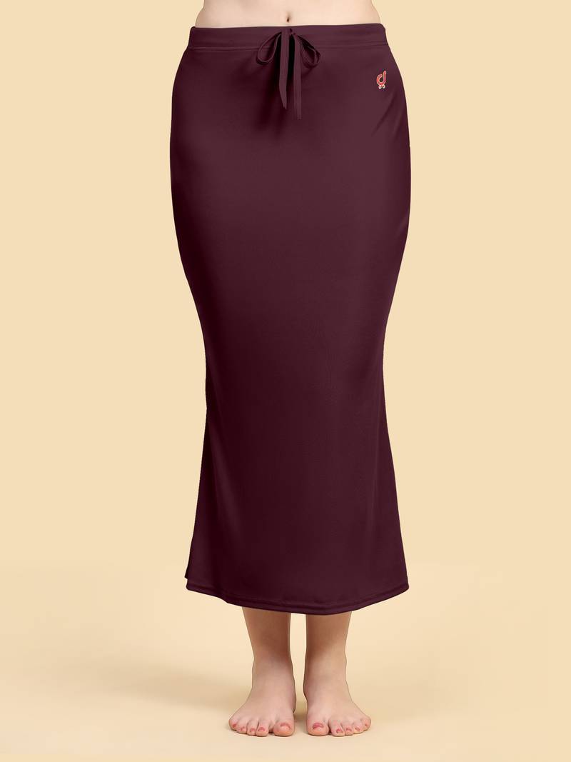 Wine Lycra Spandex Saree Shapewear Skirt Petticoat for Women