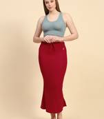 Red Lycra Spandex Saree Shapewear Skirt Petticoat for Women