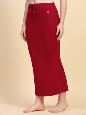 Trendmalls Red Lycra Spandex Saree Shapewear Skirt Petticoat for Women 5