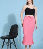 Rose Pink Lycra Spandex Saree Shapewear Skirt Petticoat for Women