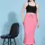 Trendmalls Rose Pink Lycra Spandex Saree Shapewear Skirt Petticoat for Women