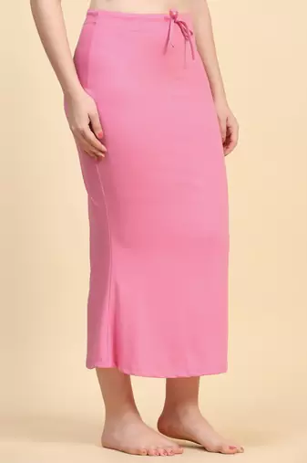 Trendmalls Rose Pink Lycra Spandex Saree Shapewear Skirt Petticoat for Women