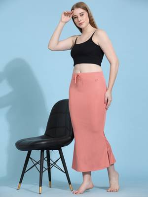 Trendmalls Peach Lycra Spandex Saree Shapewear Skirt Petticoat for Women 1