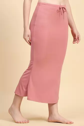 Trendmalls Peach Lycra Spandex Saree Shapewear Skirt Petticoat for Women