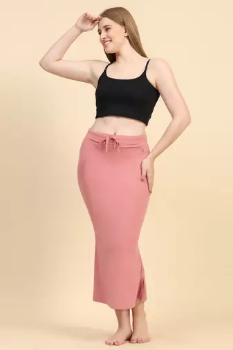 Trendmalls Peach Lycra Spandex Saree Shapewear Skirt Petticoat for Women