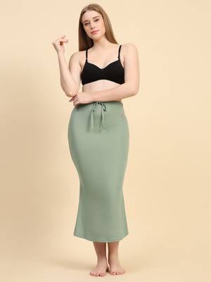 Trendmalls Green Lycra Spandex Saree Shapewear Skirt Petticoat for Women 1
