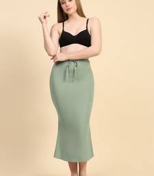 Green Lycra Spandex Saree Shapewear Skirt Petticoat for Women