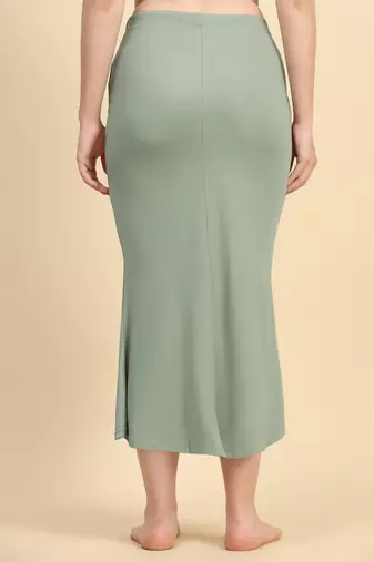 Trendmalls Green Lycra Spandex Saree Shapewear Skirt Petticoat for Women