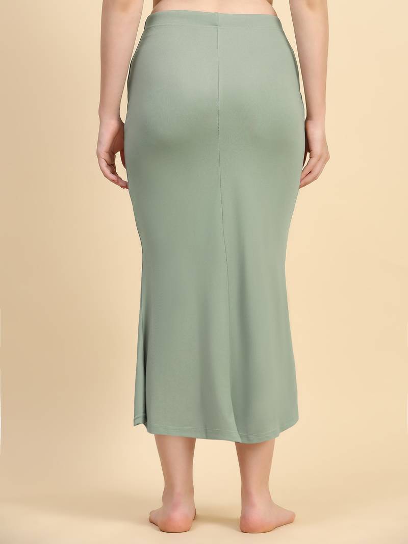 Green Lycra Spandex Saree Shapewear Skirt Petticoat for Women