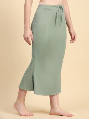 Trendmalls Green Lycra Spandex Saree Shapewear Skirt Petticoat for Women 3